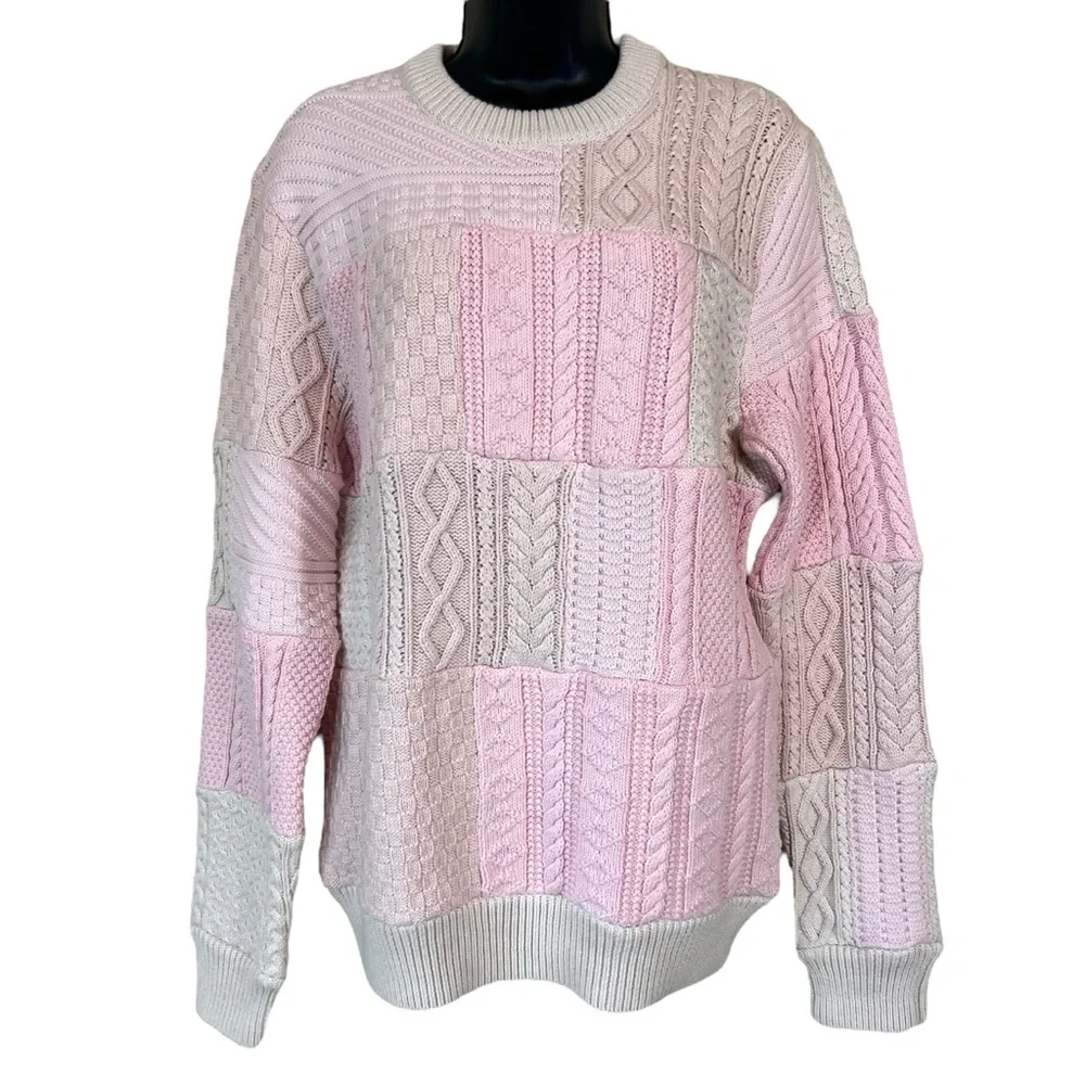 J. CREW Heritage Patchwork Cotton Cable-knit Sweater NWT